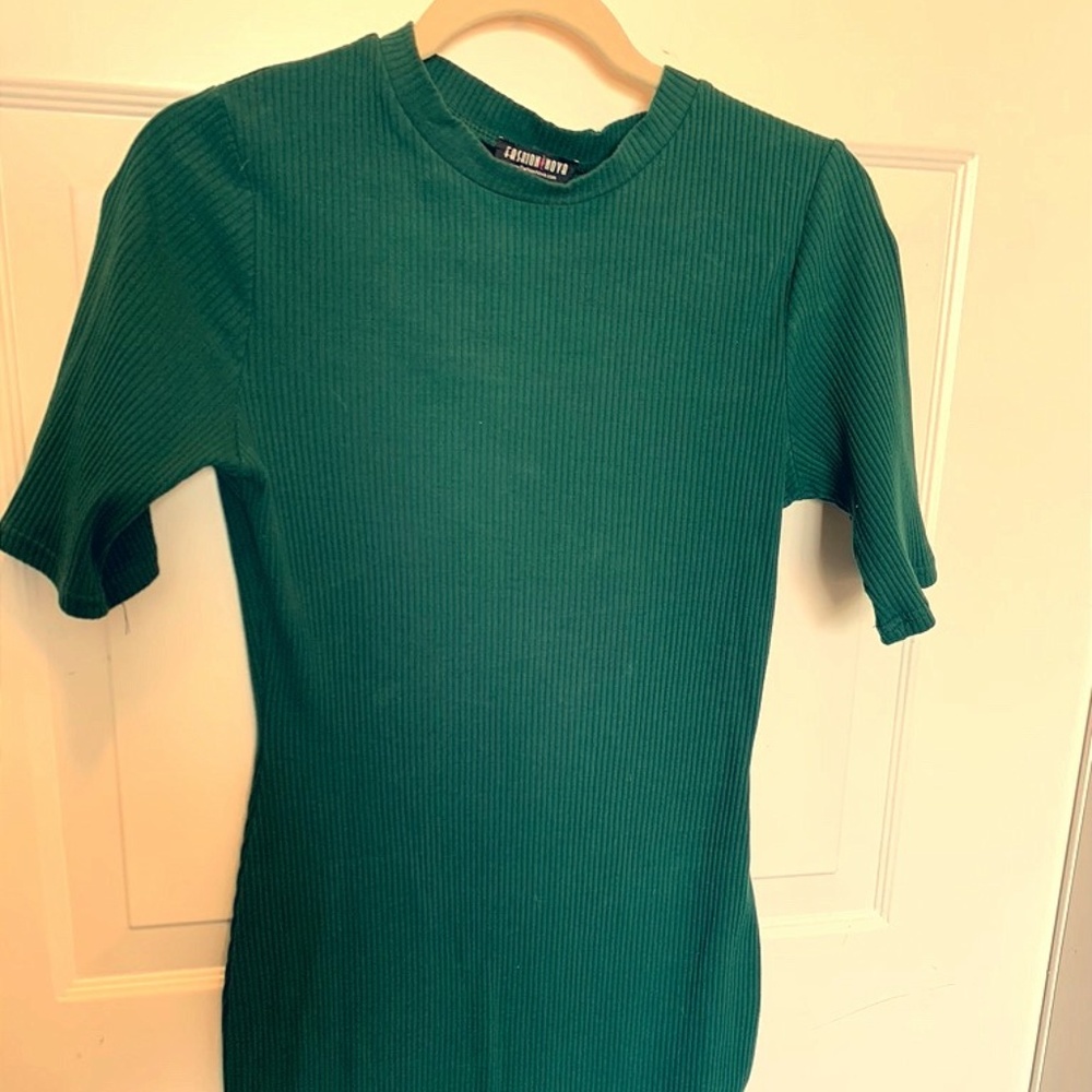 Fashio Nova Short Sleeve Green Dress